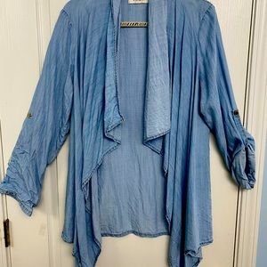 Soft, lightweight large jacket/ cardigan. Can be worn open or tied at the waist.